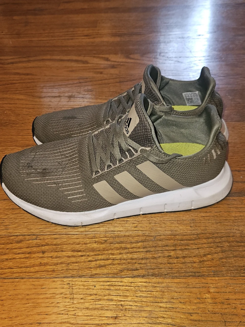 adidas Olive Green Knit Sneakers with White Midsole